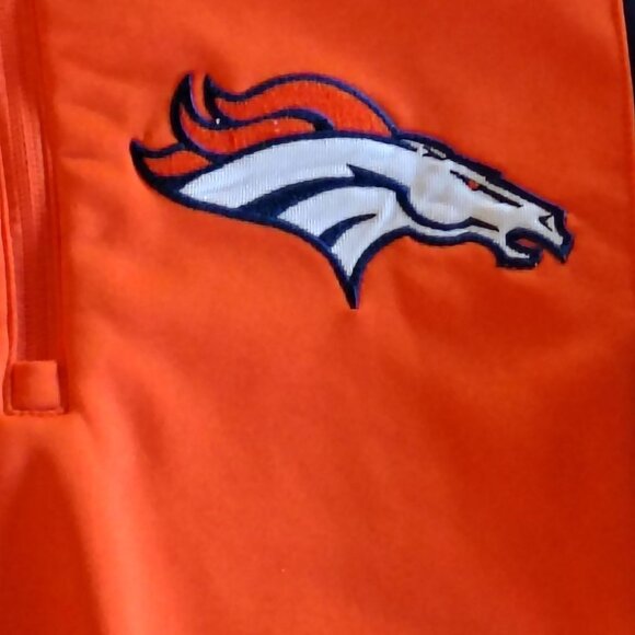 Denver Broncos Half-Zip Pullover Jacket S Orange & Navy NFL Fleece Polyester - Picture 6 of 10